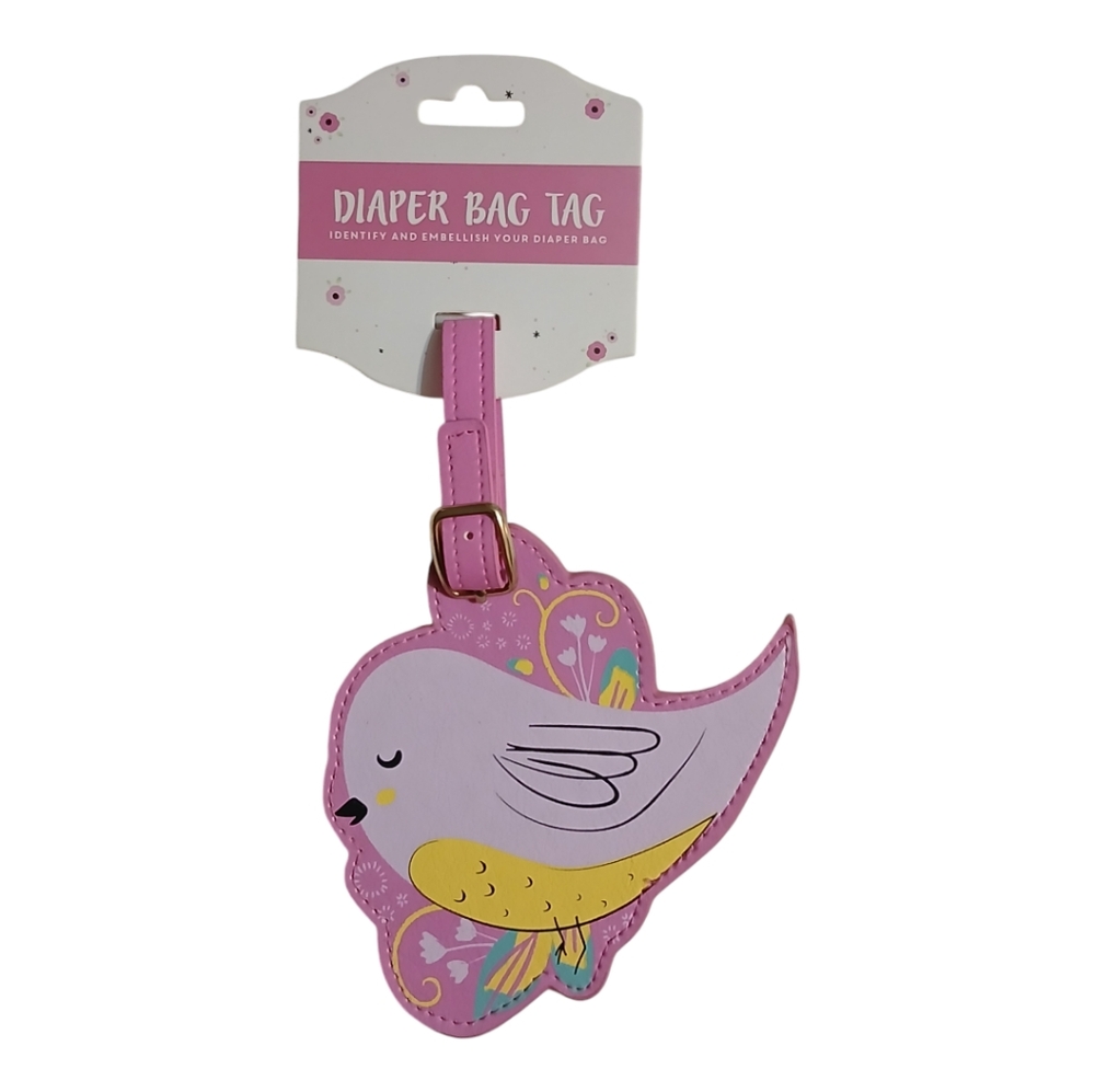 C.R. Gibson Magic Garden Bird pink diaper bag charm tag